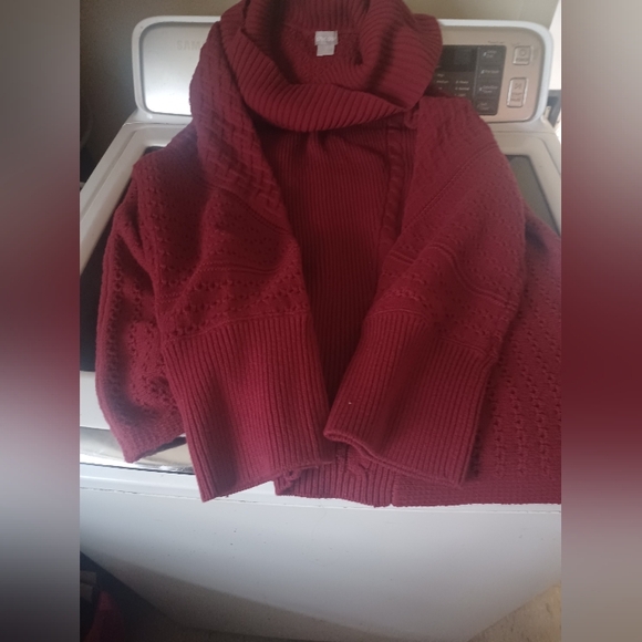 Chico's Rich Red Cowl Neck Sweater - Picture 3 of 4